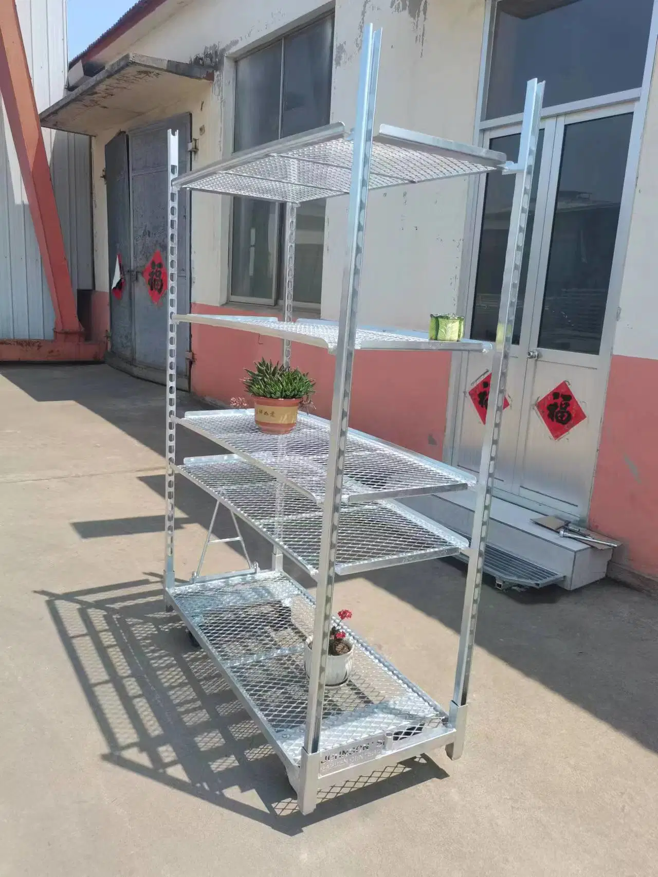 Steel Storage Danish Plant Flower Rolling Trolley for Garden Center Plant Transportation