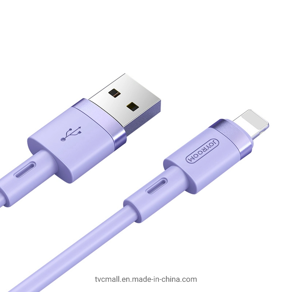 Joyroom Móvil accesorios para teléfonos 1,2m silicona líquida USB a Lightning Cable cable de carga de sincronización de datos - Morado