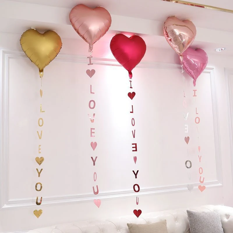 Balloons Love Hearts and Pendants for Valentine's Day Wedding Room Decoration Party Scene Layout