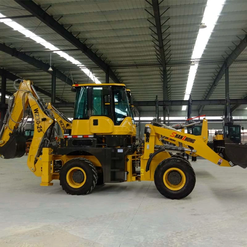 Chinese Shanzhong Backhoe Loaders Tractor with Front Wheel Loader for Earth Moving Work