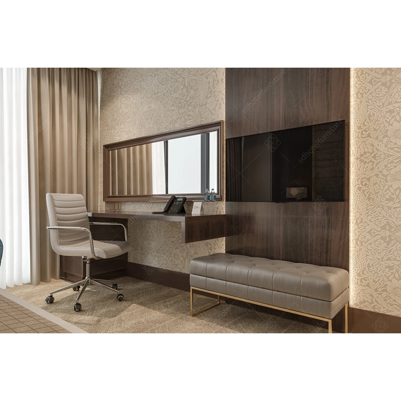 Modern Foshan Hotelmöbel Hersteller Wooden Bedroom Furniture Use Stainless Stahlsockel