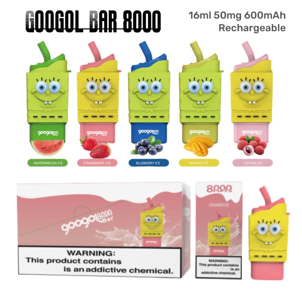 2023 New Coming Factory Price Puff Bar Googol Bar 8000 Puffs Multi Fruit Juice Flavored Spongebob Type 16ml 600mAh Disposable E Cigarette Vaporizer