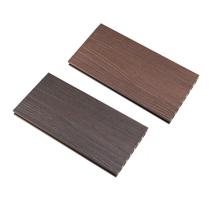 Outdoor 3D Embossed Garden Flooring Plastic Wood Composite Floor Home Outdoor Buildings Shopfront Slats Plastic Wood Exterior Decoration Facade Wall Panel Exter