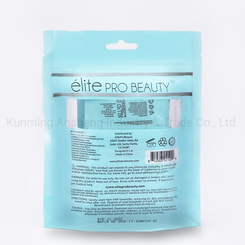 Custom Alcohol-Free Makeup Remover Cleansing Face Eyes Wipes for Waterproof Mascara