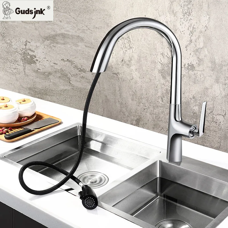 Gudsink Hot and Cold Water Single Handle OEM/ODM Factory High Quality Kitchen Faucet Basin Faucets Put out Sprayer Taps Mixer