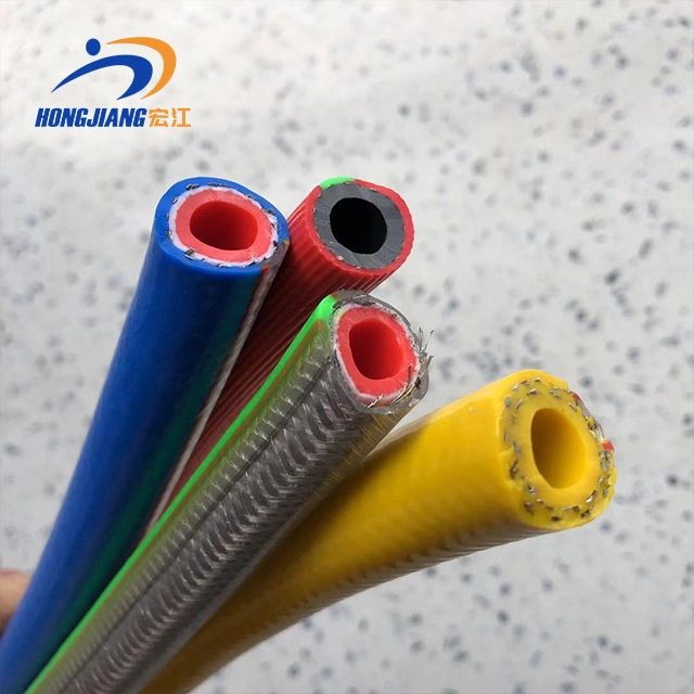 High Pressure Flexible Yellow Stainless Steel Braided LPG Gas Hose Pipe PVC Cover Jacket Steel Wire Braid Hydraulic Exhaust Hose