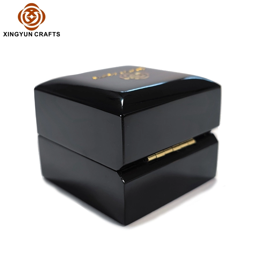 Black Glossy Wooden Diamond Ring Box Wood Jewelry Packing Box Gift Package Box