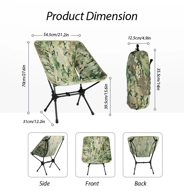 Kinggear Outdoor Portable Moon Chair Lightweight Camouflage Camping Chair Manufacturers Foldable Camping Chairs for Adults