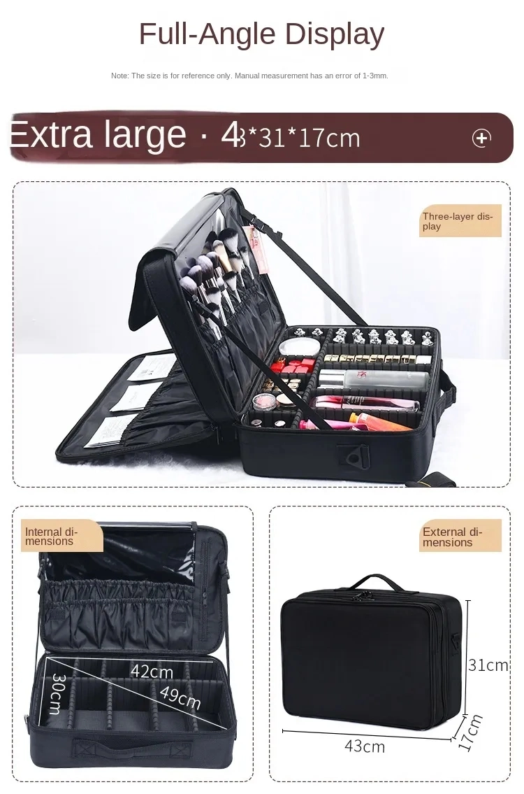 Hot Sale Cosmetic Bag Professional Tool Storage Portable Travel Home Large-Capacity Foldable Makeup Box Case