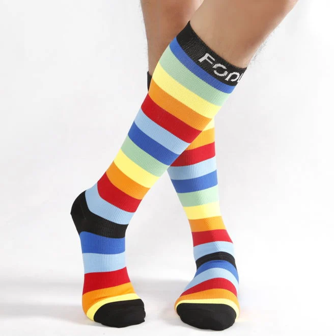 Graduated Rainbow Knee High Running Compression Socks 20-30mmhg