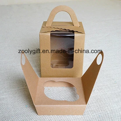 Carrier Lunch Package Boxes / Kraft Paper Cupcake Box with Insert