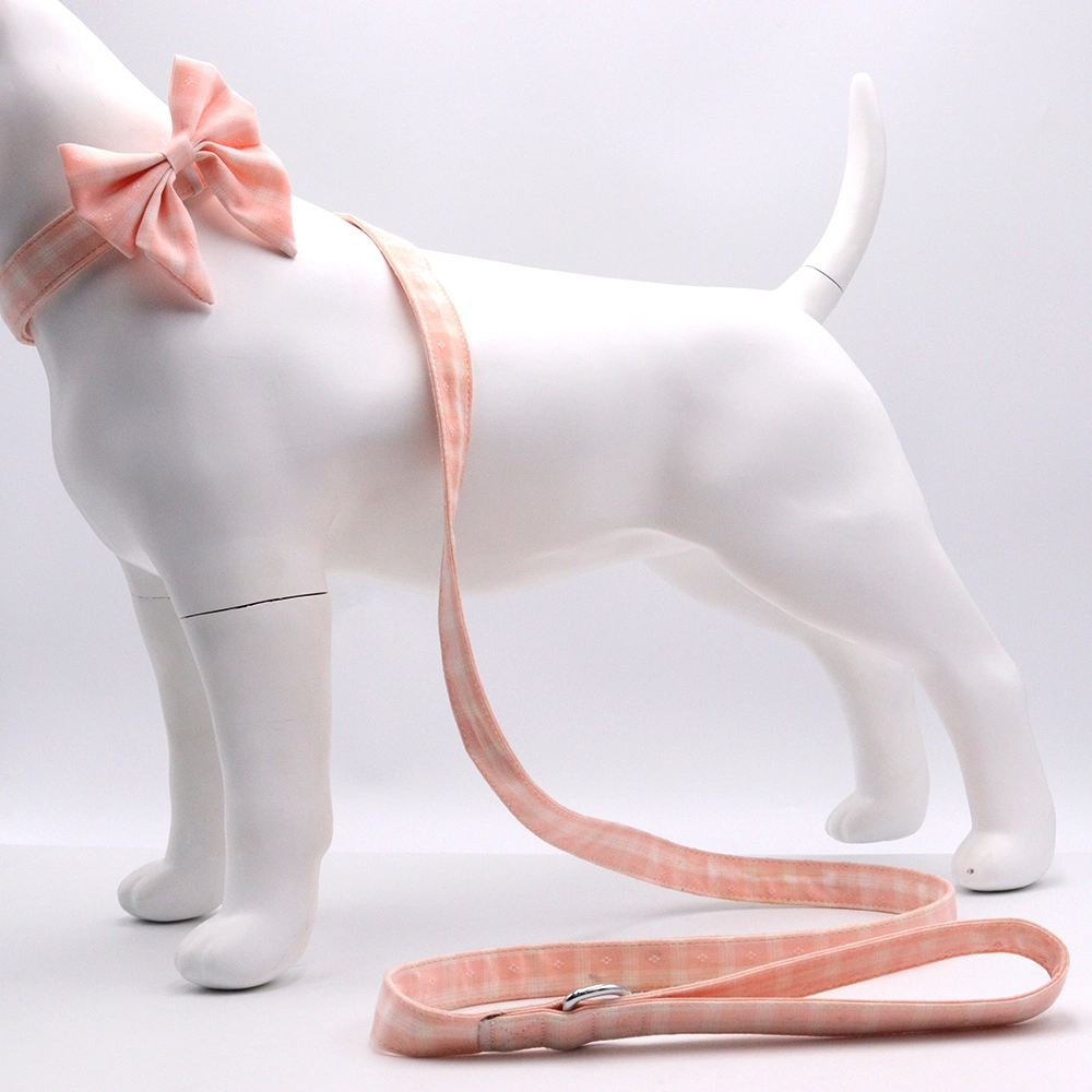 New Design Pet Supplies Spring Pattern Pink Pet Collar and Leash Custom Pet Collar with Removable Bow Accessory