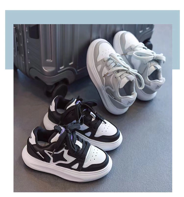 Fábrica al por mayor cuero auténtico estilo de caminar niños Sneakers plano Casual Zapatos para niños