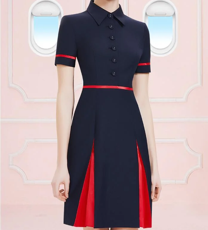 Women Skirt Aviation Fashion Airlines Stewardess Uniform Office Ladies Dress