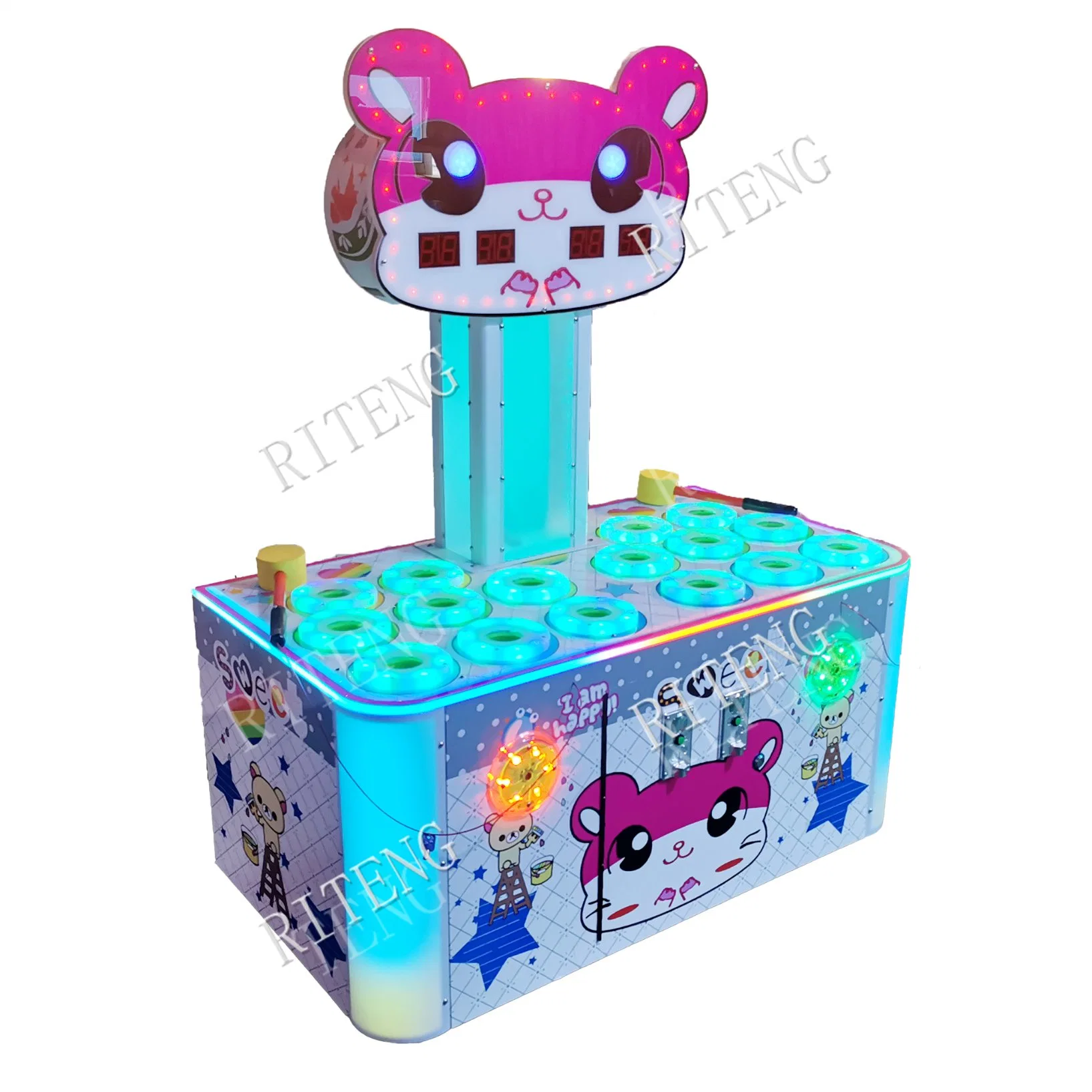 Coin-Operated Hammer Arcade Games Kids Hitting Hammer Frog Whack a Mole Redemption Game Machine