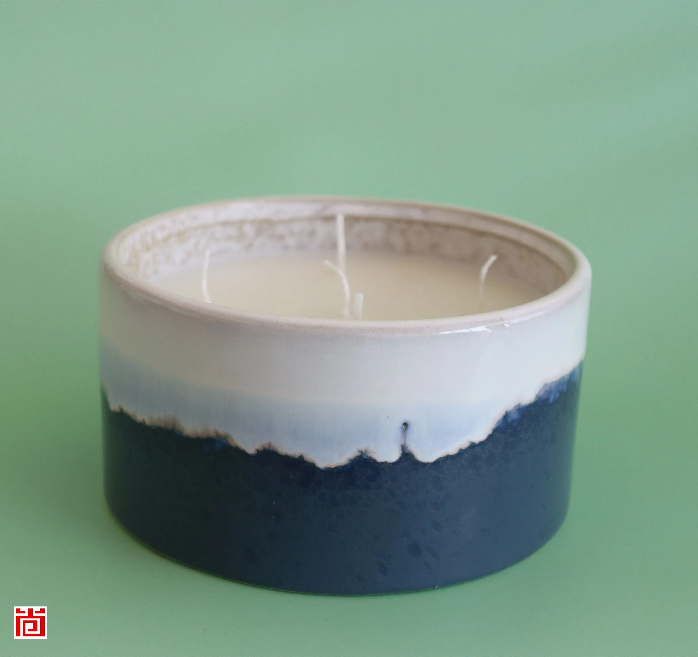 Large Ceramic Votive Candle Holders with Blue and White