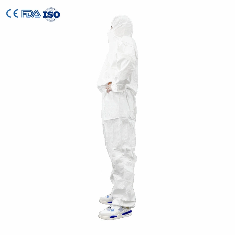 En14126 Disposable Tyvek Coverall 65g Washable Elastic Cuffs for Outpatient Clinics Anti-Spray Reusable Isolation Suit Cat III