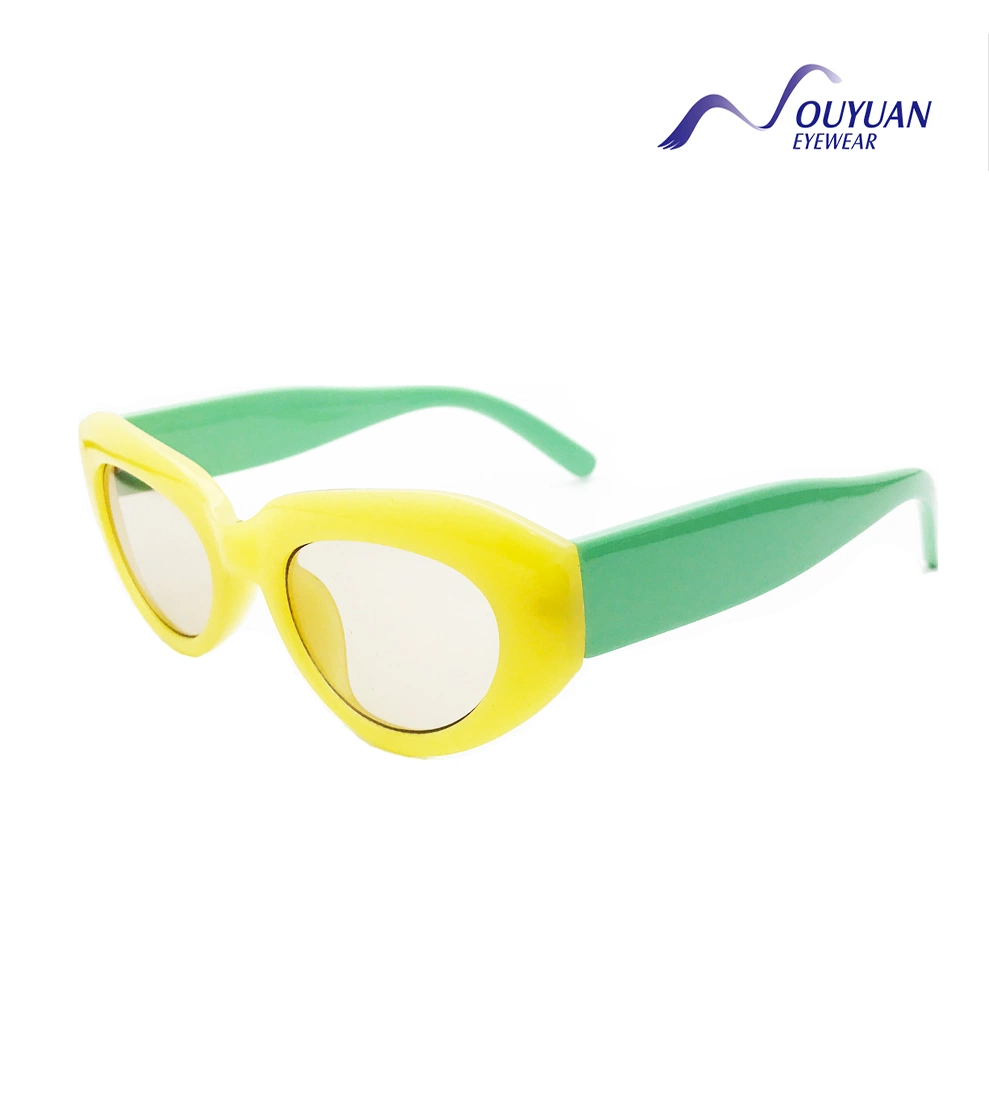 Gafas de sol de color verde amarillo para niños con dibujos animados