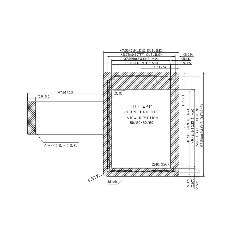 320*240 Pixels Touch Screen Industrial TFT LCD Panel with High Brightness Backlight