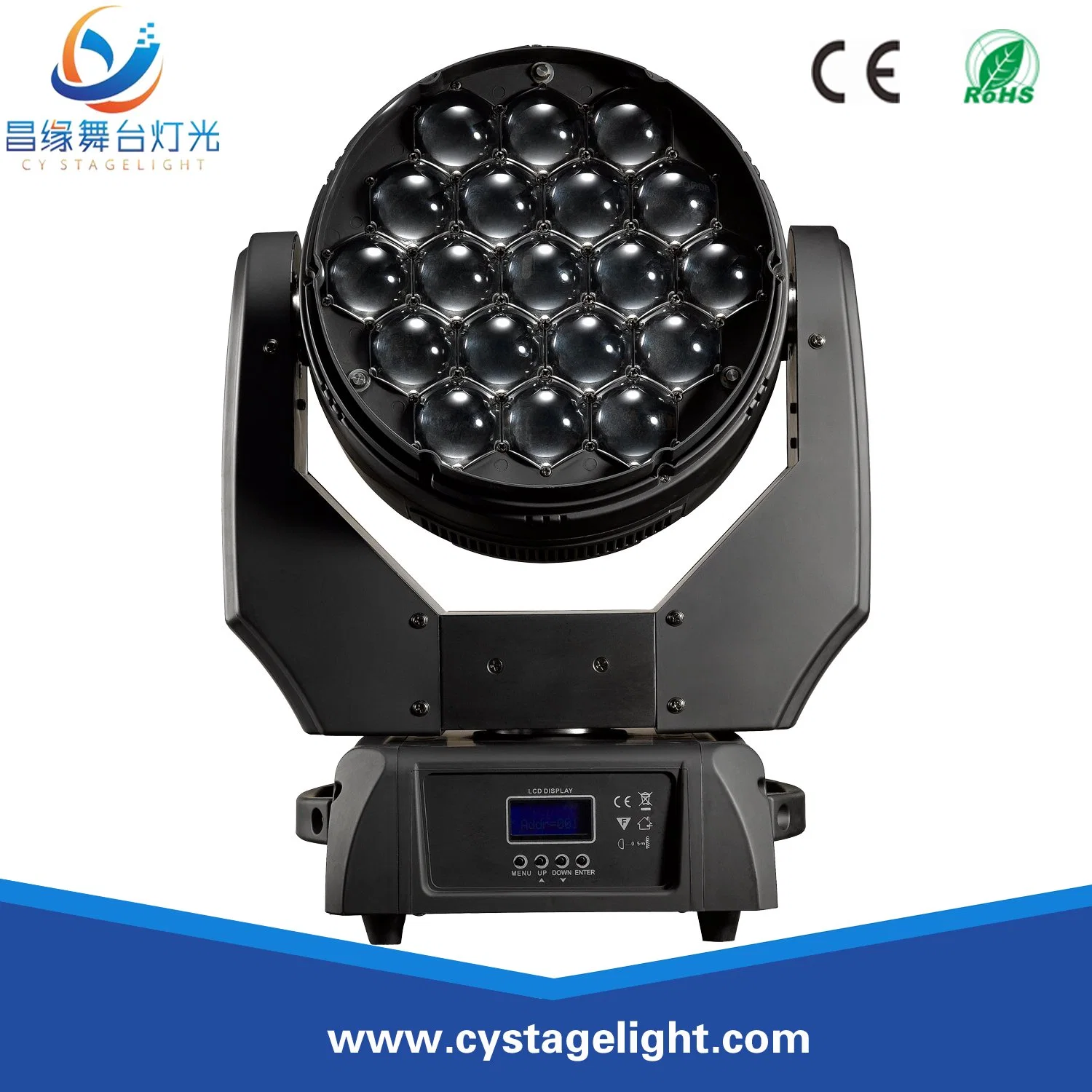 19X15W RGBW 4in1 LED Wash Zoom Moving Head Light with Zoom and Colour Ring Effect