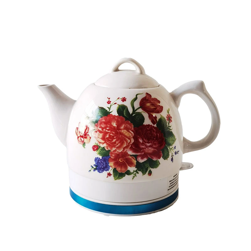 1.0L Floral Design Ceramic Body Cordless Teapot Electric Kettle From Chinese Manufacture