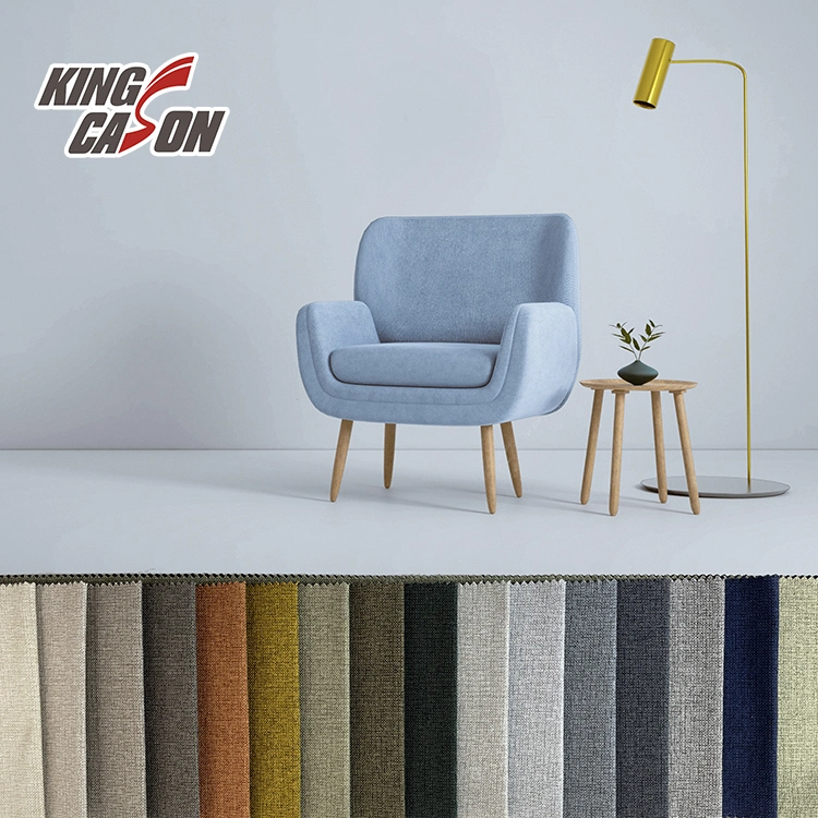 Kingcason 100% Polyester Classic One Side Brush Plain Linen Upholstery Fabric for Sofa and Chair