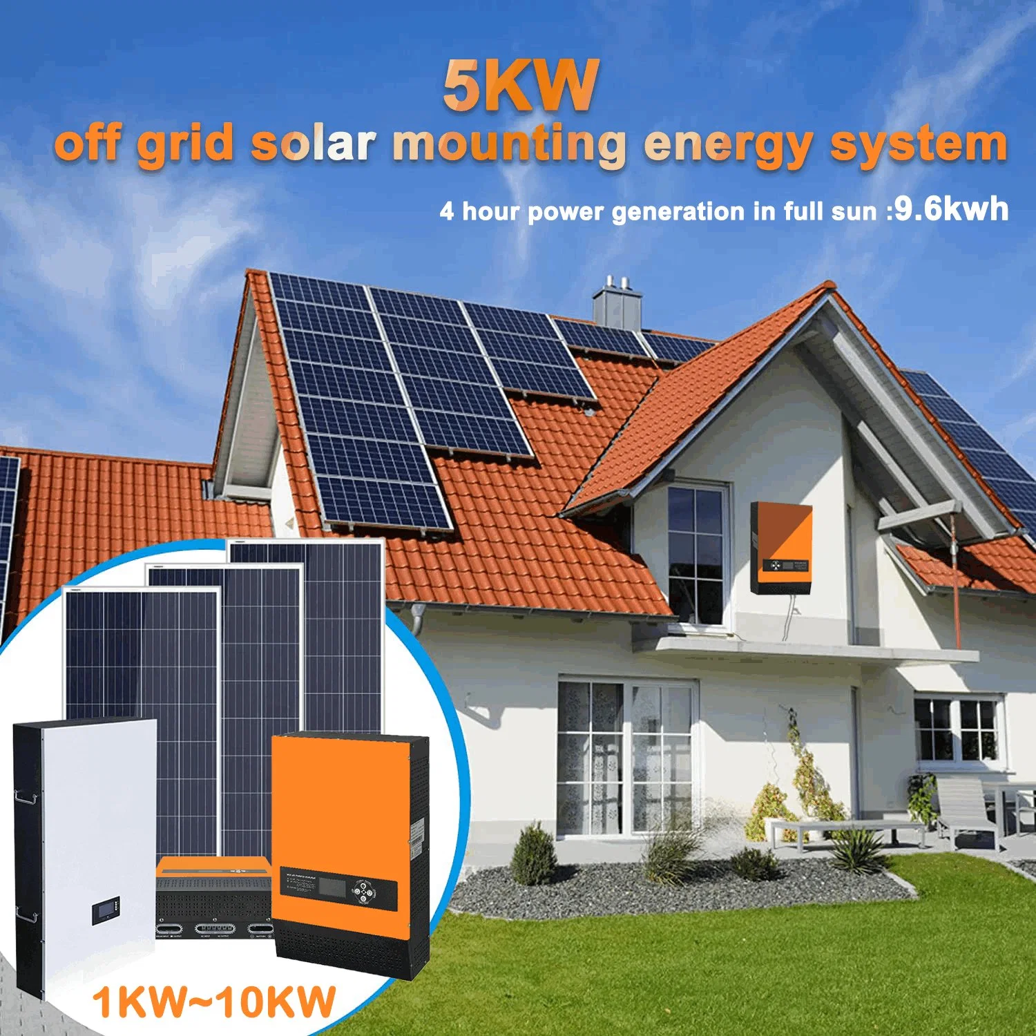 Hayoen off-Grid de batería solar casa solar de 5kw de potencia para el hogar