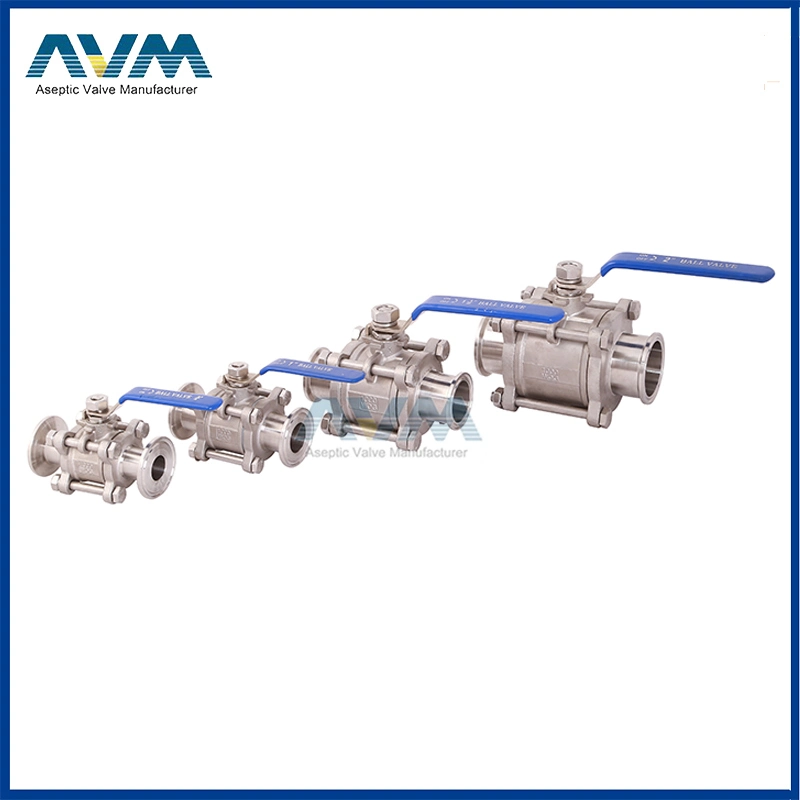 Stainless Steel Sanitary Manual Three-Piece Ball Valve with High Platform