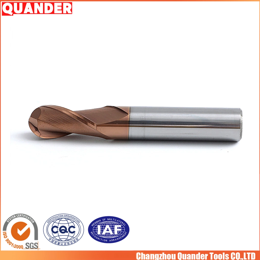 Quander Tools Customized Gear Milling Cutter Altin Coating China 55 HRC End Mill Diamonds Manufacturing Hollow End Mill HRC55 Degree Ball End Mill Cutter