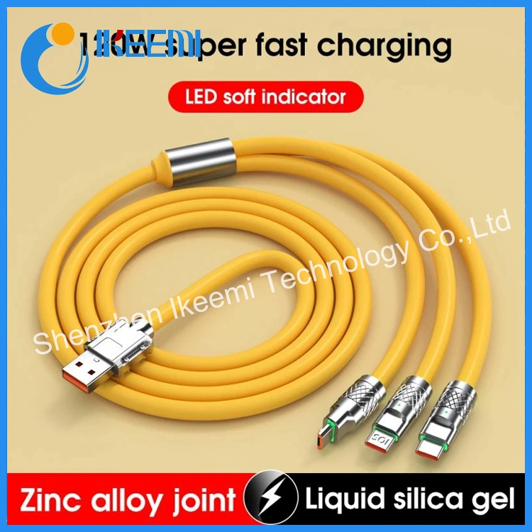 2023 Hot Selling Multi 3 in 1 120W Mobile Phone Fast Charging USB Data Cable Type C