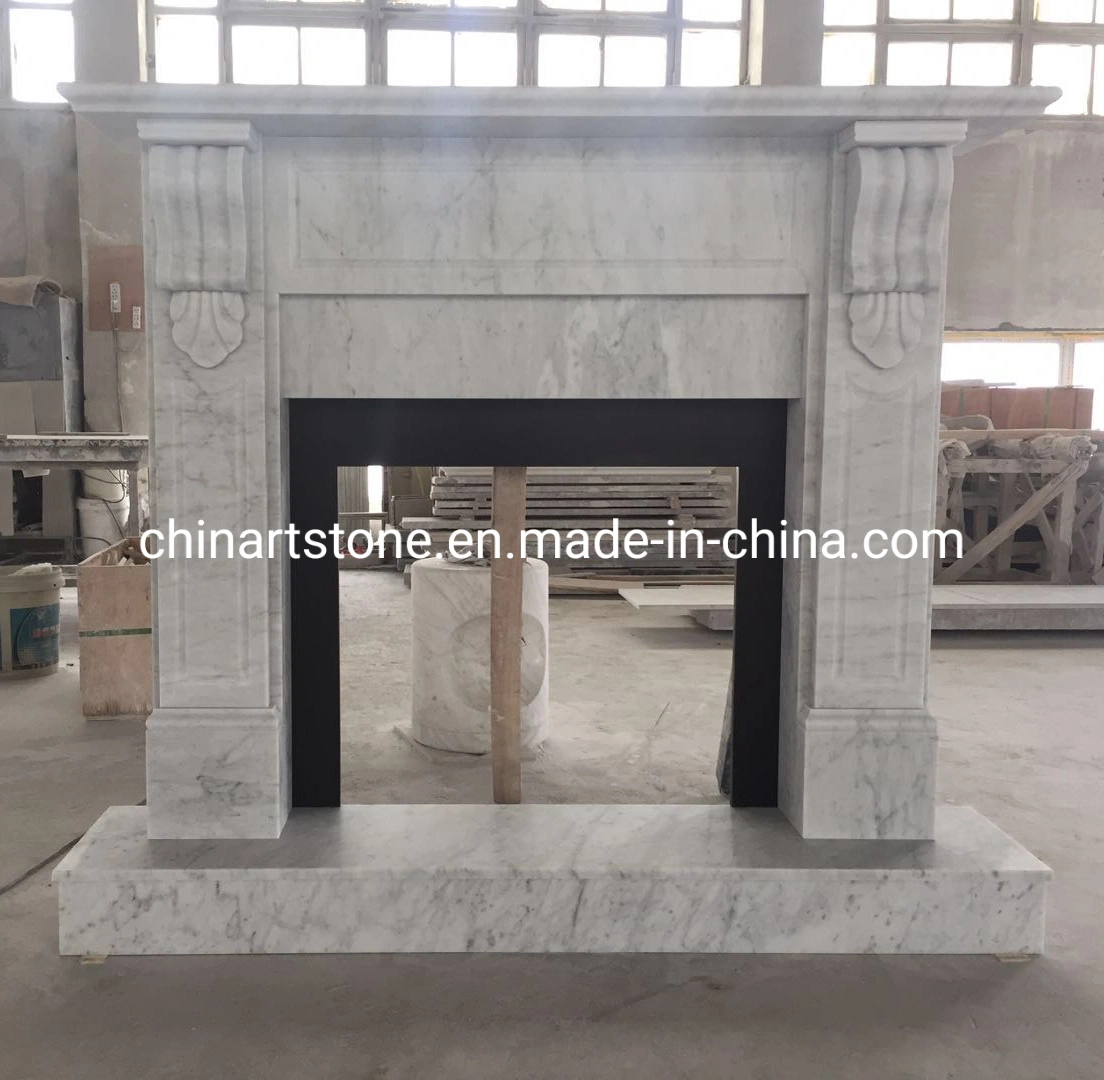 Simple Beige Color Marble Fireplace for Guestroom Decoration