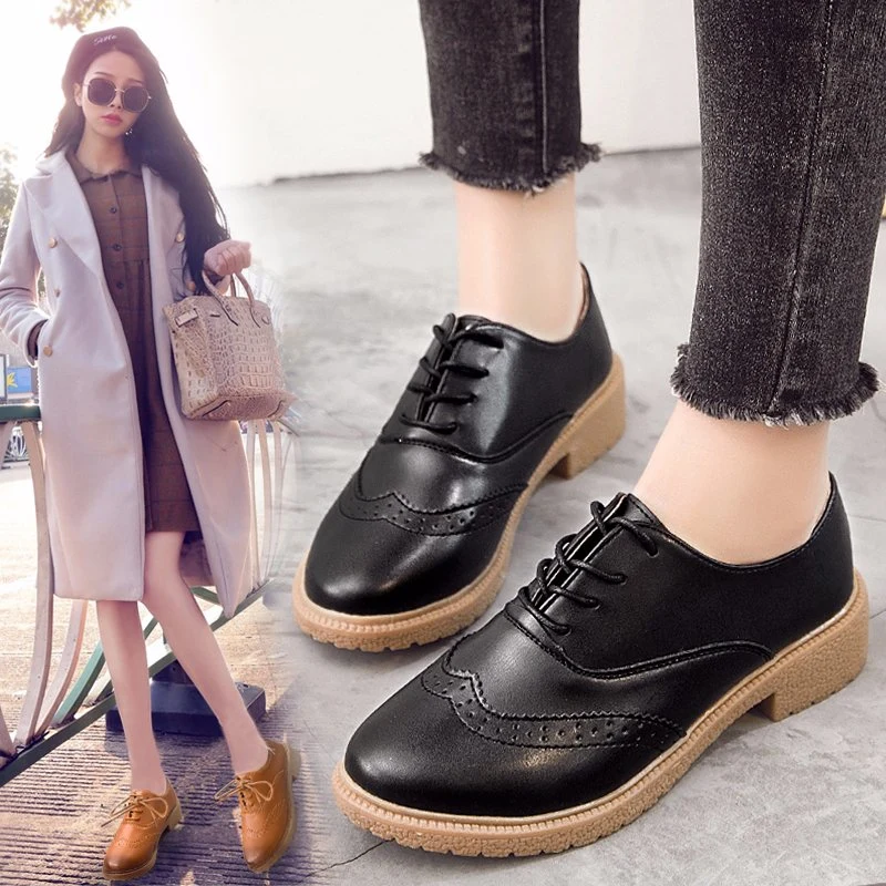 Fashion Women Shoes Leather Casual Lady Flat Shoes