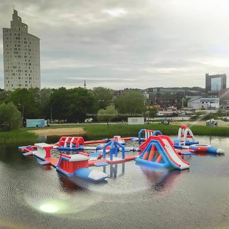 TUV 165 Personen Outdoor Vergnügungspark Aufblasbarer Wasserpark für Offenes Wasser