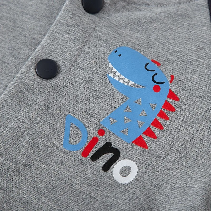 2022 Children's Autumn Cartoon Dinosaur Baby Single-Breasted Insert Sleeve Jacket Sweatshirt Baseball Jersey Boys' Tops