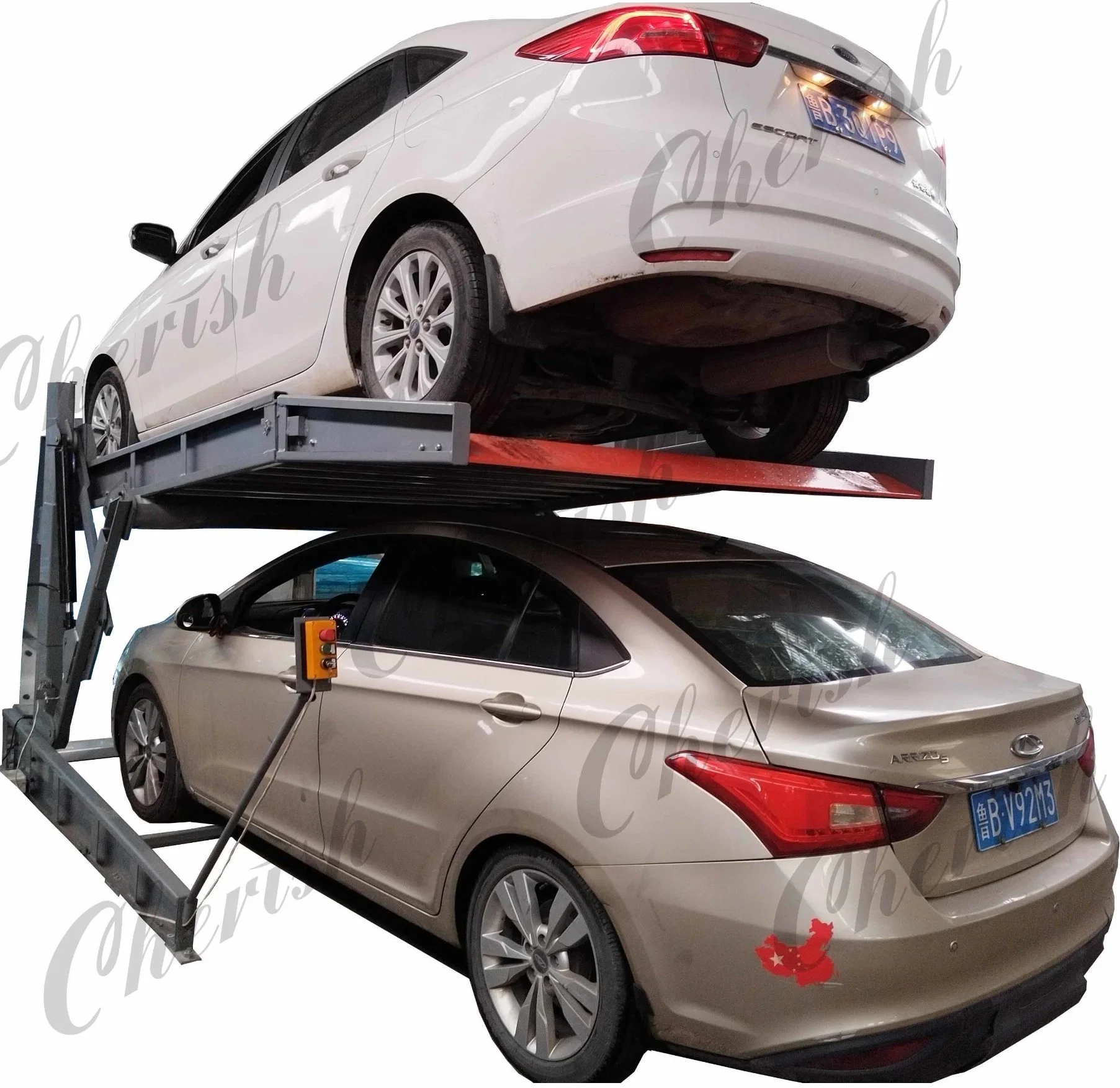 Cherish Two Level Vehicle Parking System Tilt 2 Post Car Parking Lift Auto Garage Equipment