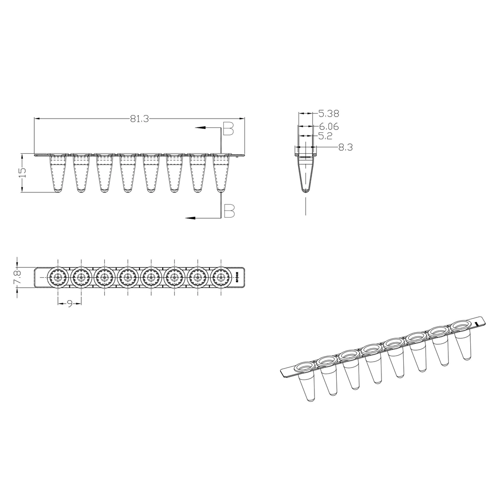 FDA Medical Grade Servicebio Thin-Walled Good Sealing Clean Qpcr PCR 8-Strip Tube