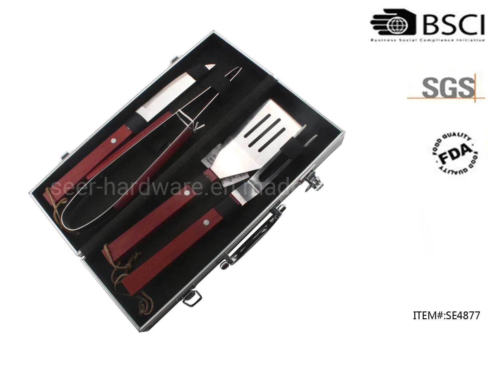 4PCS BBQ Tool with Aluminum Case Packing (SE4877)