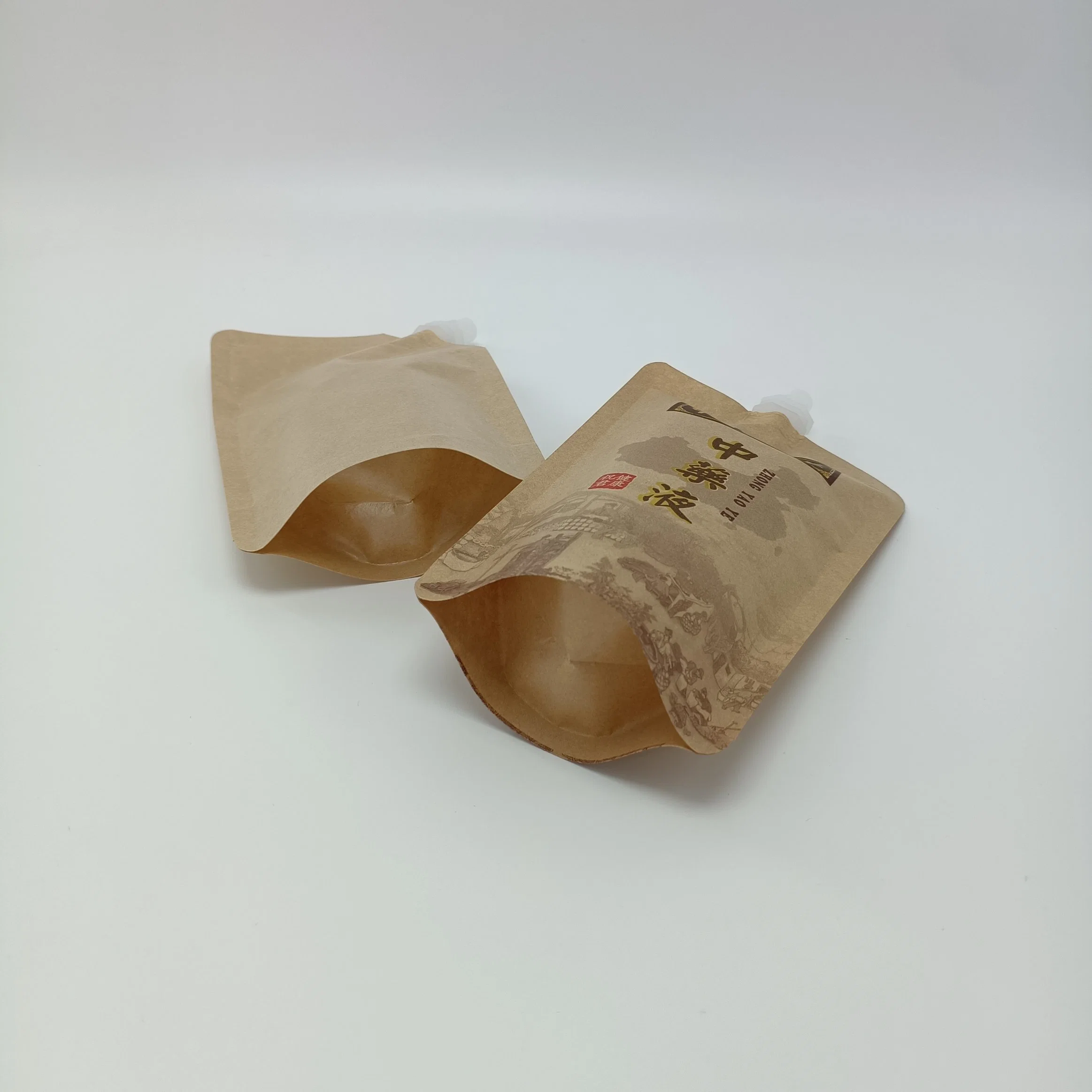 Custom Refillable Plastic Packaging Shampoo Liquid Food Pouch Eco Friendly Spout Bag Kraft Paper