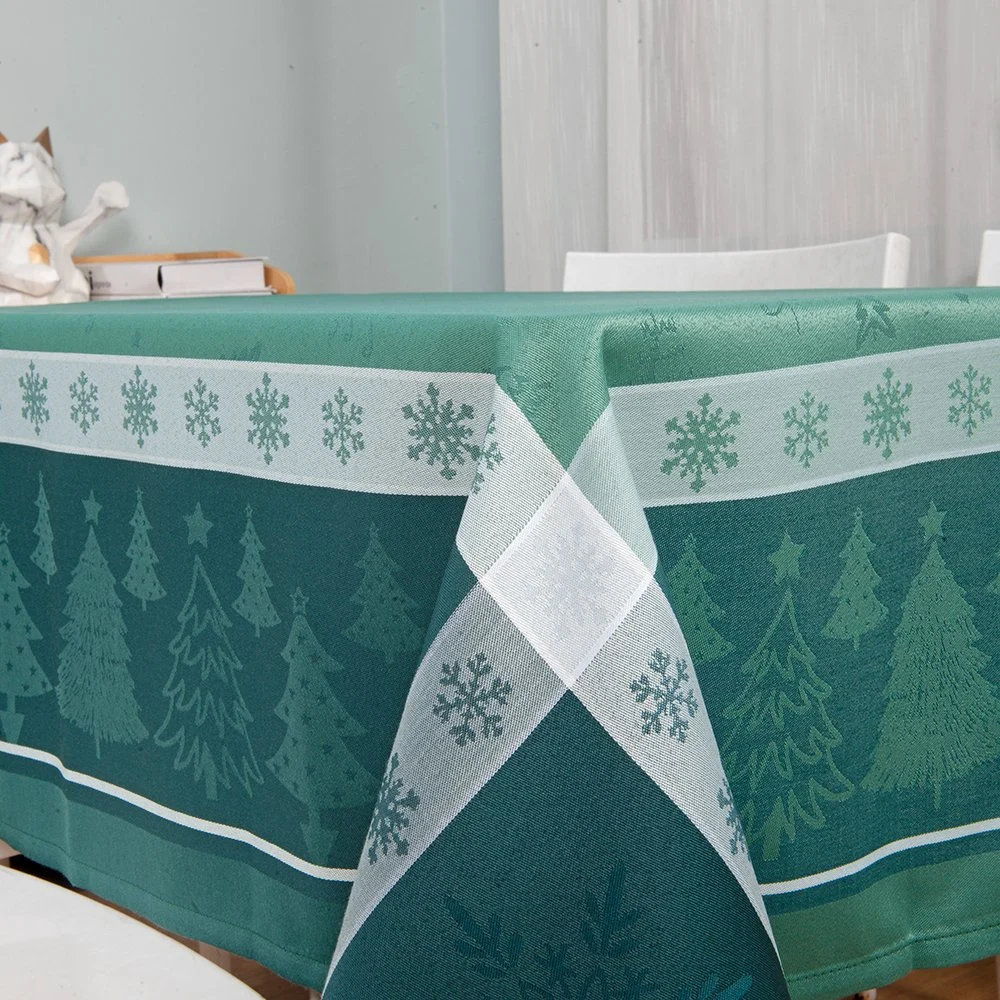 Water Proof Yarn Dyed Polyester Jacquard Tablecloth for Christmas