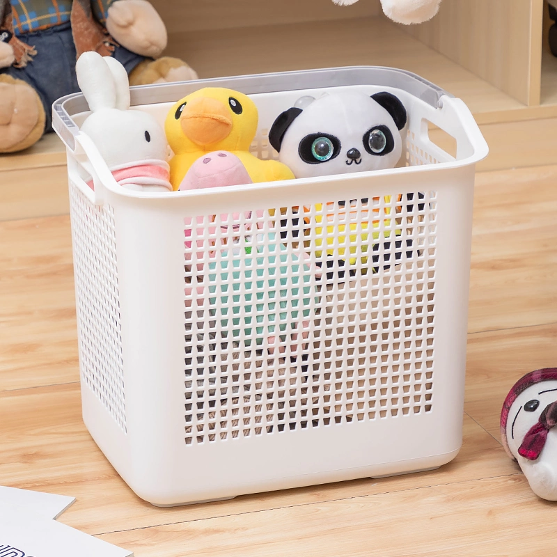 Panier à linge en plastique de grande capacité pour enfants avec poignée, style européen, pour jouets, fruits et vêtements. Organisateur de panier de rangement pour la lessive.