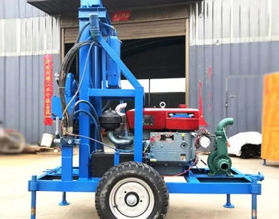 Hot Selling Portable Mining Drill Machine Diesel Hydraulic Water Well Drilling Rig with Trailer