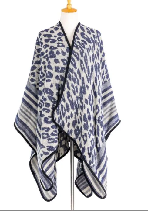Fashion Leisure Classical Acrylic Leopard Knitted Scarf Wrap Poncho Shawl