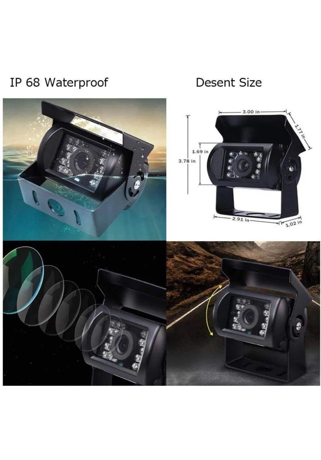 120 Degree Wide View Fish Eye Lens 18 LEDs Night Vision Car Backup Ahd Camera