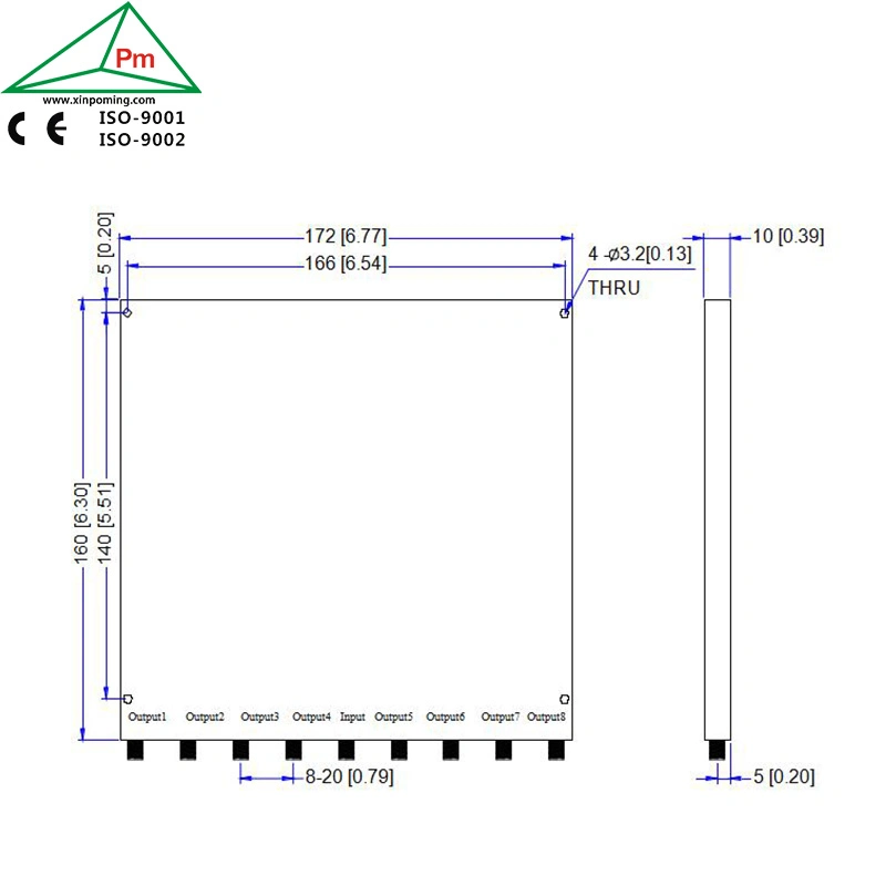 جهاز تقسيم الطاقة RF بقدرة 30 واط في 8 اتجاهات 1 إلى 3 SMA /F 0.5-18 جيجاهرتز الولايات المتحدة الأمريكية