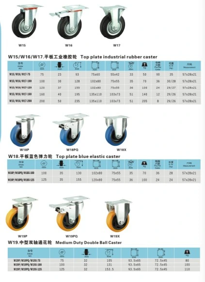 Industrial Swivel Caster with Brake, PU, PP, Rubber, TPR, Nylon