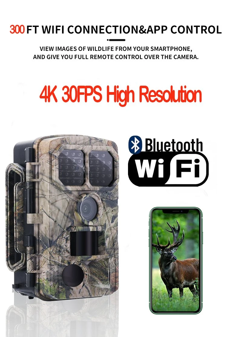 720p HD Infrared Thermal Trap Game Hunting Trail Camera with Bluetooth/WiFi/3 PIR Sensors