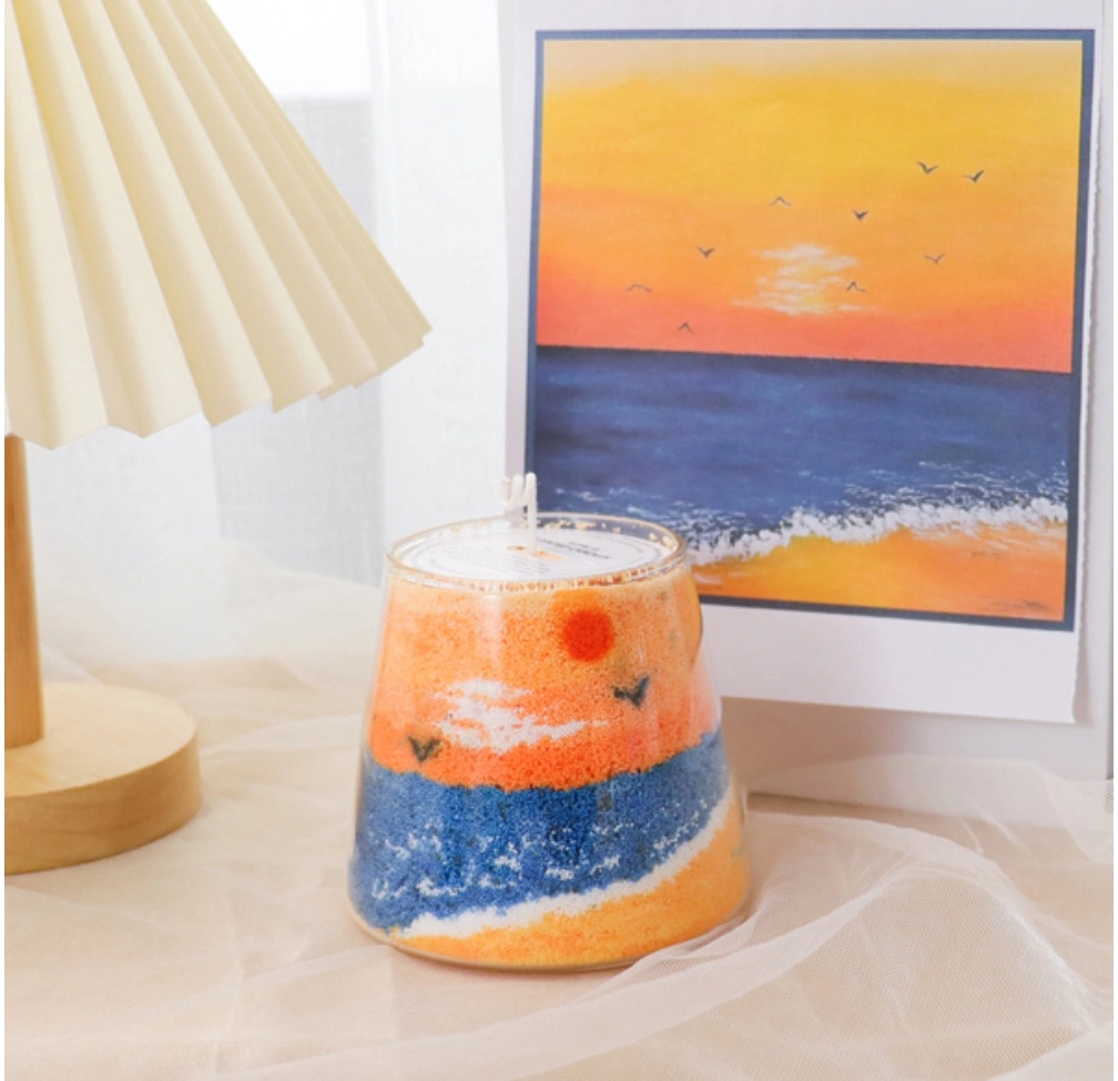 Handmade Art Sand Painting Series Glass Jar Home Decoration Scented Candle