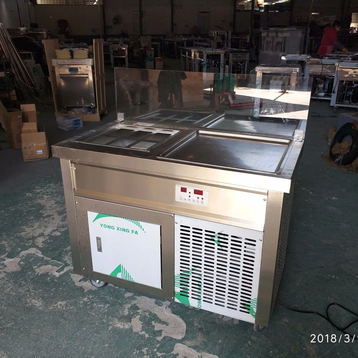 6 Topping Freeze Hoppers Stir Rolled Ice Cream Machine Supplier