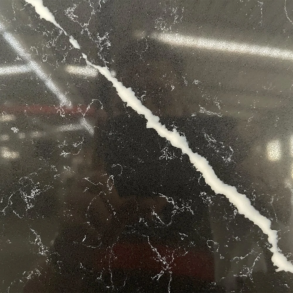 Prefab Wholesale/Supplier Kitchen Countertop Quartz Slab Calacatta Black Artificial Quartz Stone