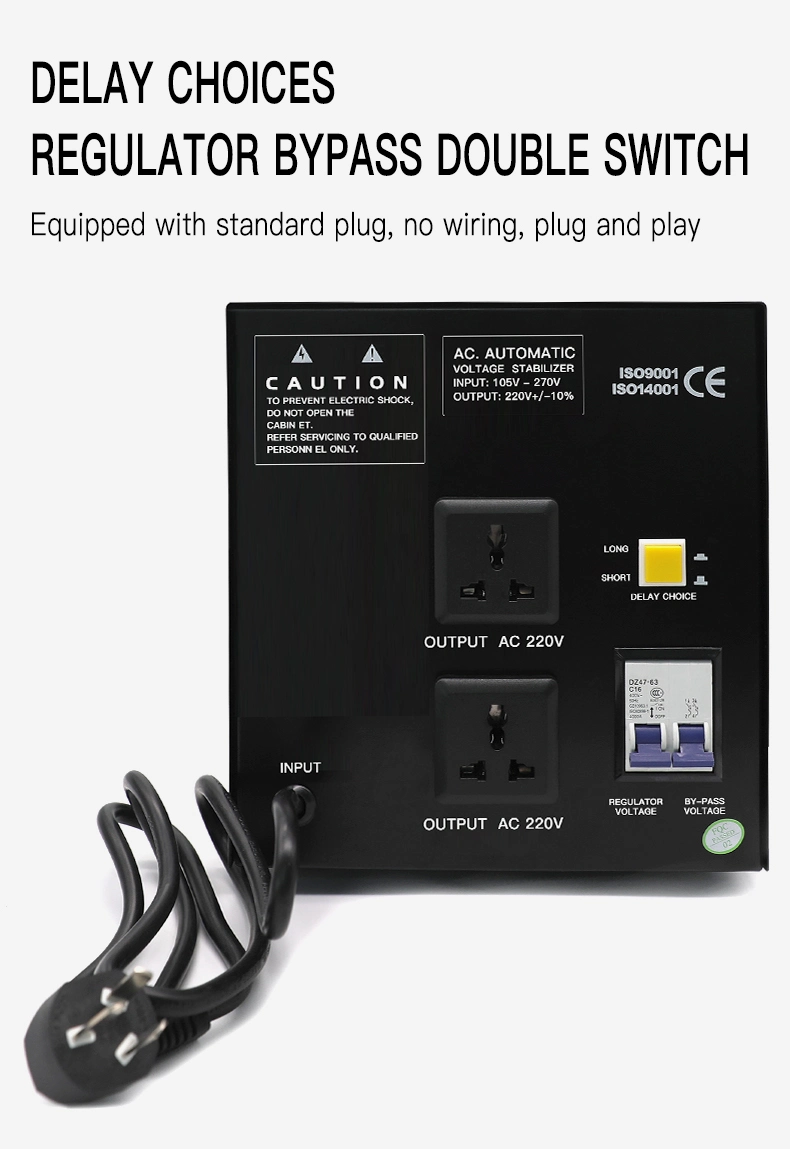 Intelligente Stromversorgung Spannungsstabilisator/AVR 1 Phase Spannungsstabilisator 2kVA 0kVA 220V Automatische elektrische Spannungsstabilisator